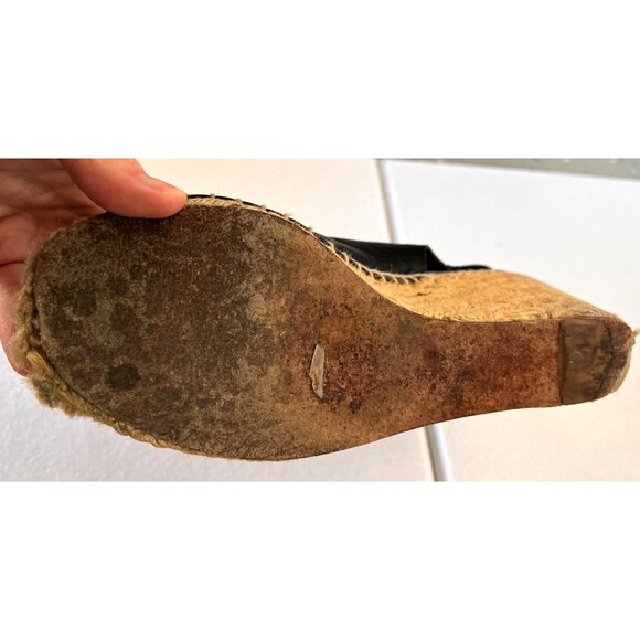 Celine Phoebe Philo Women's Espadrille 6.5 Black Leather Jute Zip Wedge Heel - Picture 9 of 13